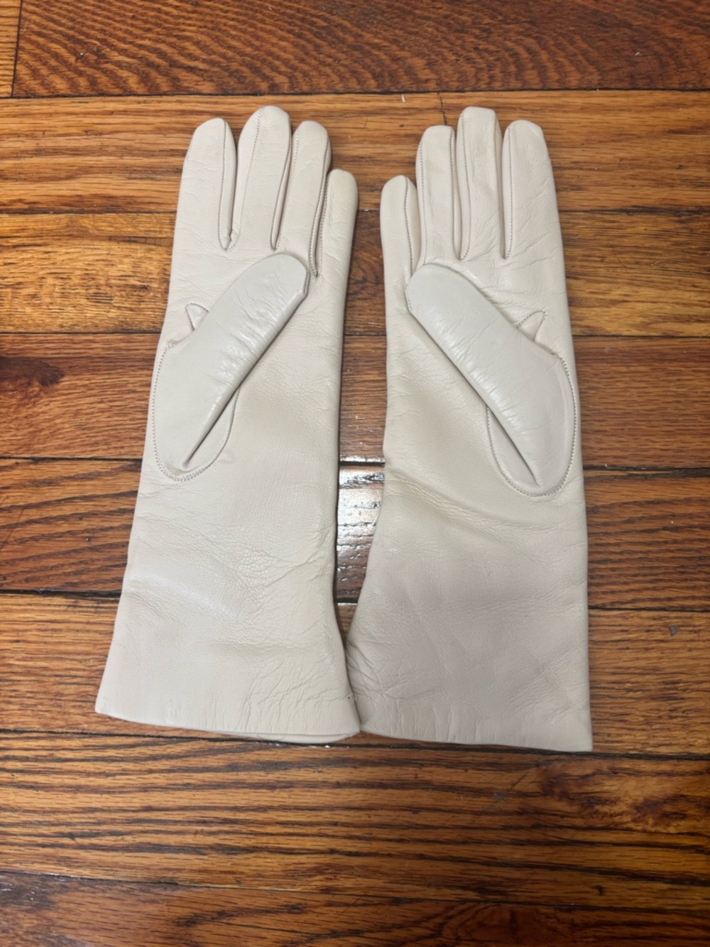 Sermoneta Gloves Cream Leather Cashmere-Lined Gloves